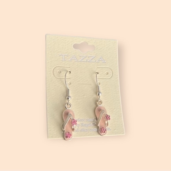 Pink Flip Flop Vacation Earrings - Picture 1 of 1